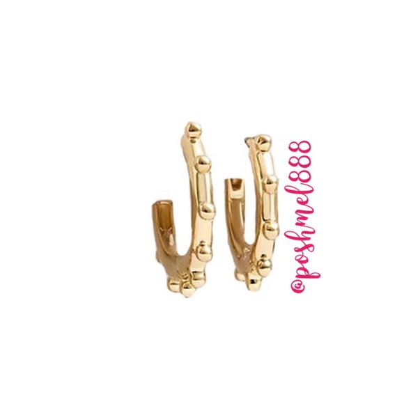 :: Delicate [GOLD] Spike Huggies Hoops - Picture 8 of 11